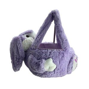 Toy-O-Rama Bunny Rabbit Plush Easter Basket Purple Mushroom Paw 9.5"x12".5"x5.5"